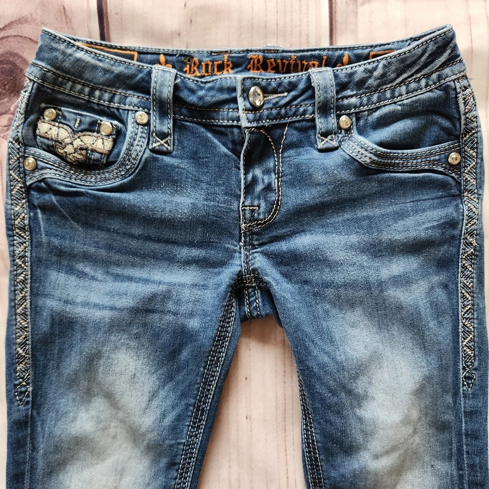 Rock Revival "Caress" Stretch Low Rise Bootcut Jeans Blue | Women's Size 26 - Picture 5 of 15